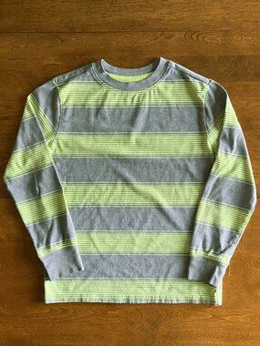 Cat & Jack gray and highlighter yellow stripe shirt S 6/7